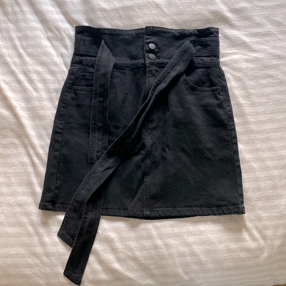 Bohme Retropolitan black denim stretch skirt